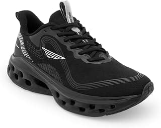 Red Tape Men's Sneakers Black Mesh Round Toe Lace-Up Responsive Sole
