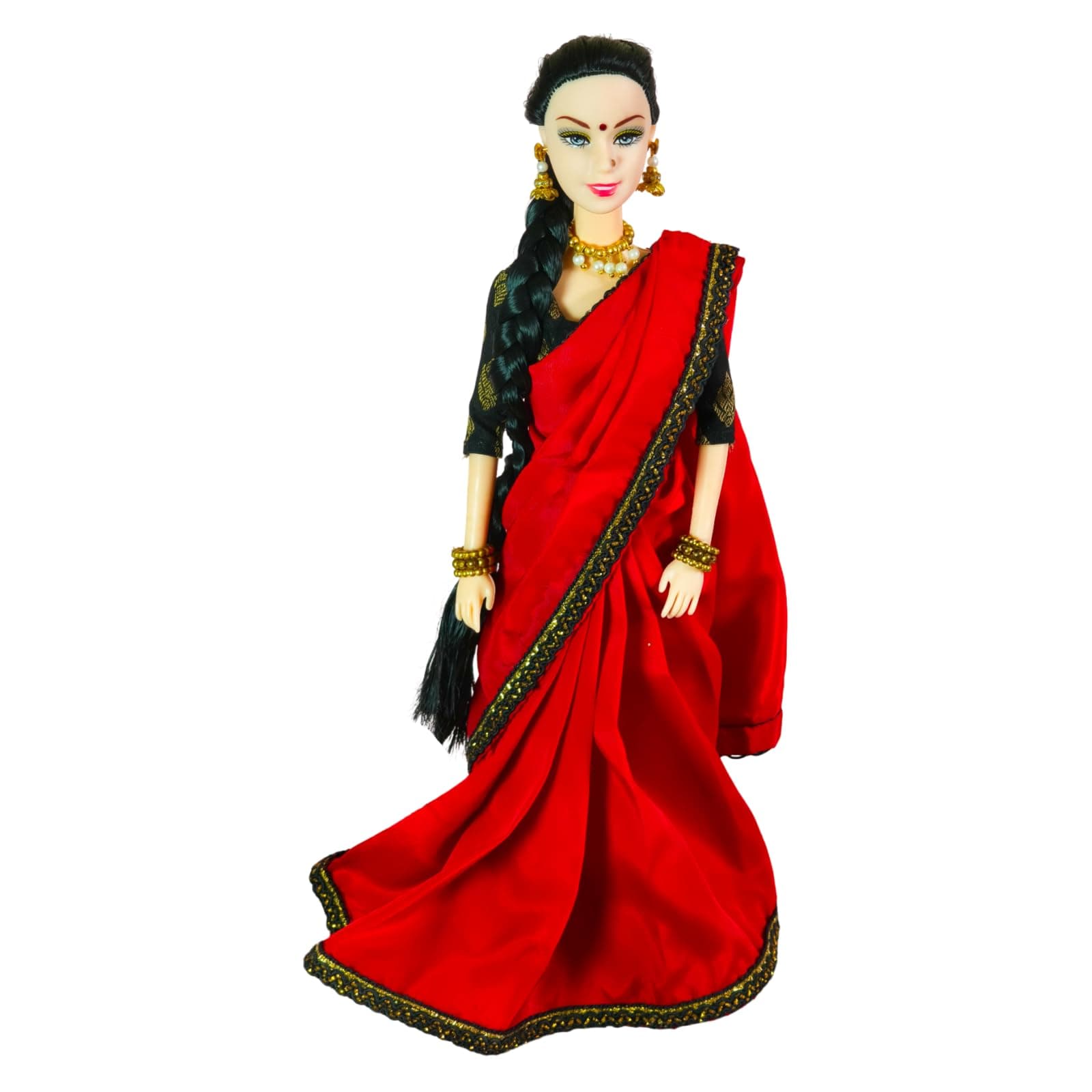 Maalona | Anika | Indian Doll for Girls | Red & Black Saree