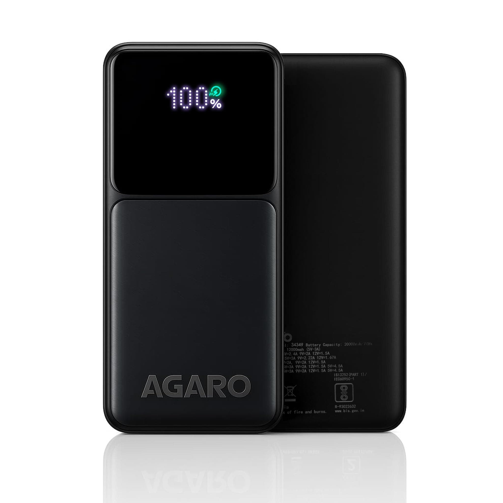 AGARO Imperial Power Bank 20000 mAh, 22.5W QC & 20W PD Output for Smartphones, Portable, USB C & Micro Input, USB A1,A2 & C Output, Fast Charge Tech for Tablets, Headphones and Hi-Powered Devices