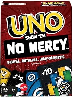 Mattel Games ​UNO Show ‘em No Mercy Card Game for Kids, Adults & Family Parties and Travel with Extra Cards, Special Rules and Tougher Penalties.