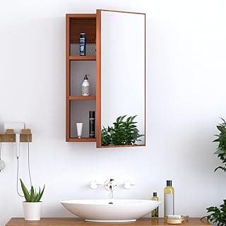 Kellen Engineered Wood Dressing Mirror with Single Door/Dressing Cabinet for Bathroom/Storage Cabinet (Walnut) D.I.Y