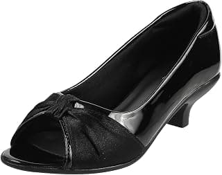 Mochi Women's Glossy Faux Leather Peep Toe Fashion Shoes