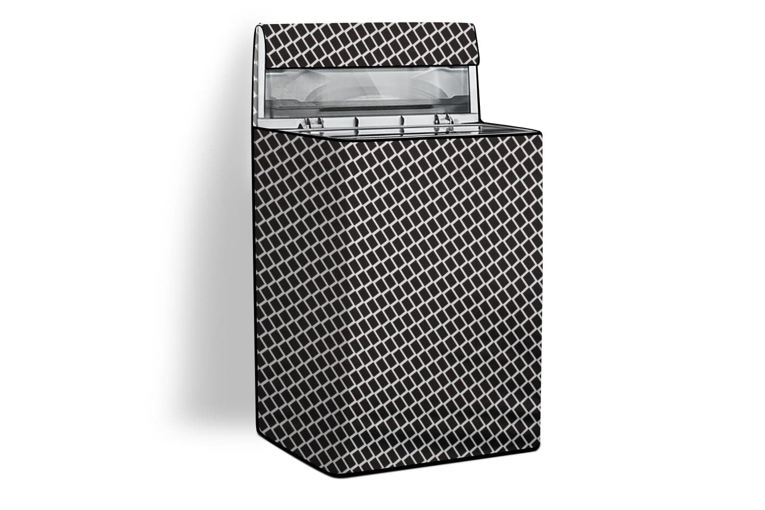 Stylista Washing Machine Cover Compatible for LG 7 KG Fully-Automatic Top Load T70SKSF1Z, Check Grey