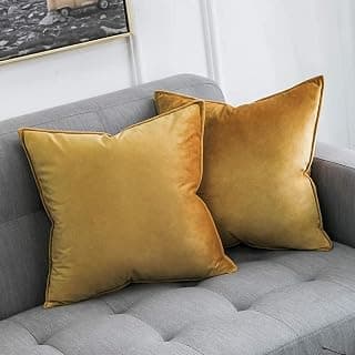 Khooti Decorative Velvet Cushion Cover Pack of 1-12" x 12" / 30 x 30 cm - Gold - Soft Pillow Covers Cushion Case for Sofa Bedroom Livingroom Chair Car, Cushion Cover