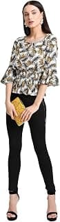 Kazo Women's Herringbone Regular Top (120399MLTCLS_Multicolour S)