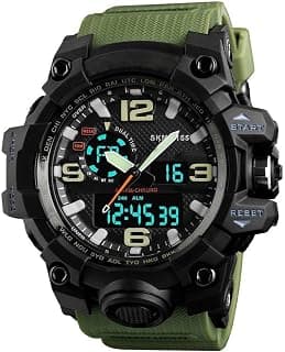 Generic Green Army Multi-Function Analog Digital Sports Silicone Watch For Men