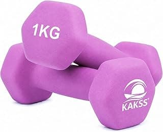 Kakss Neoprene Dumbbells Set, 1kg Pair (2 x 1kg) Purple Dumbbell Weights, Hand Weights Set for Women and Men, Gym Weights for Home Gym Equipment and Fitness Training, Strength Workouts