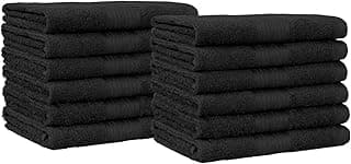 AmazonBasics Cotton Towel 500 GSM (Pack of 12, Black)