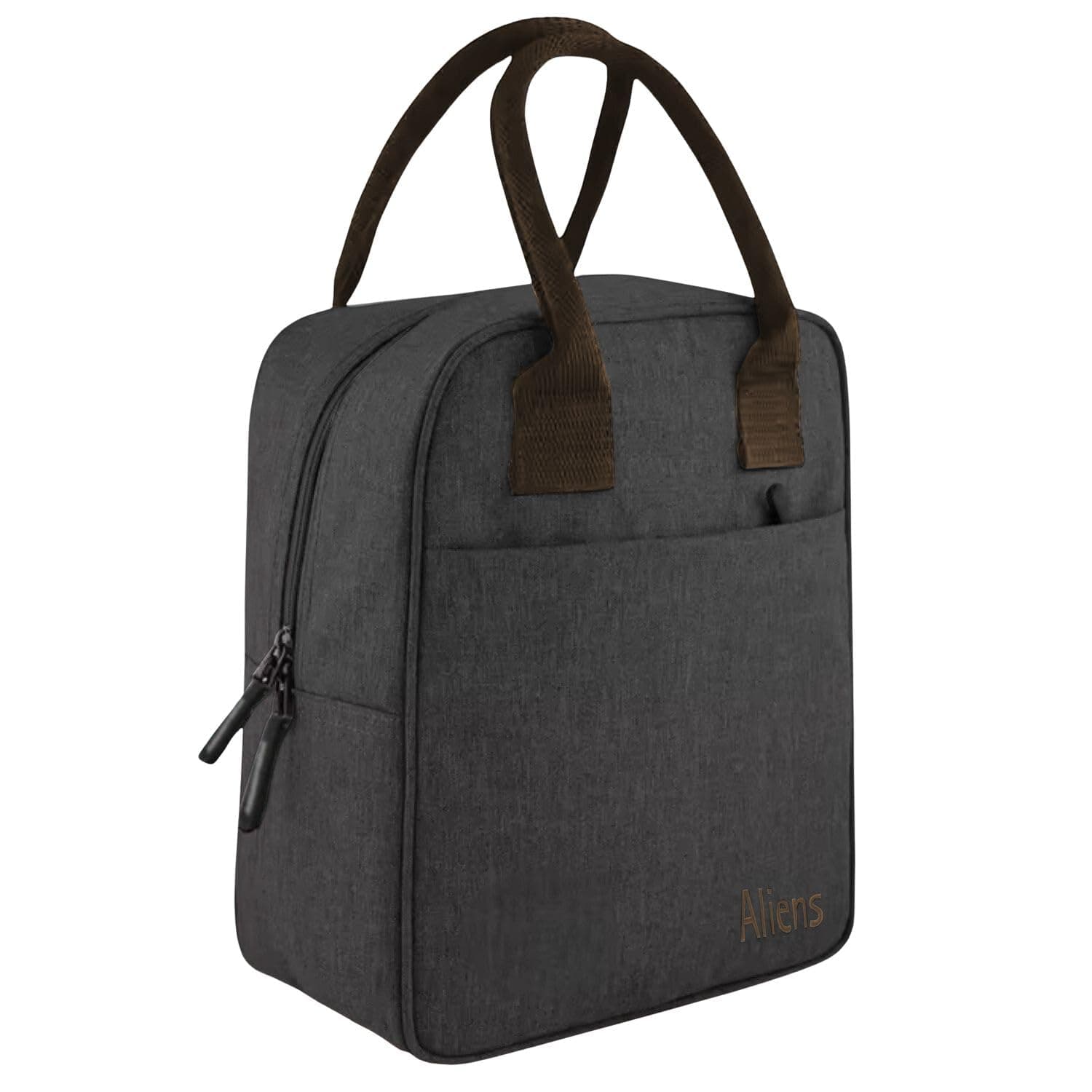Aliensware Insulated Lunch/Tiffin/Travel/Storage Bag, Water-Repellent, Keeps Hot and Cold Lunch Box for Unisex - Office, Travel, School, College and Picnic Lunch Box & Bottle Aliens-Black