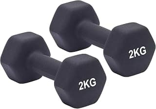 AmazonBasics Neoprene Dumbbell 2 Kg, Set of 2 (Black)