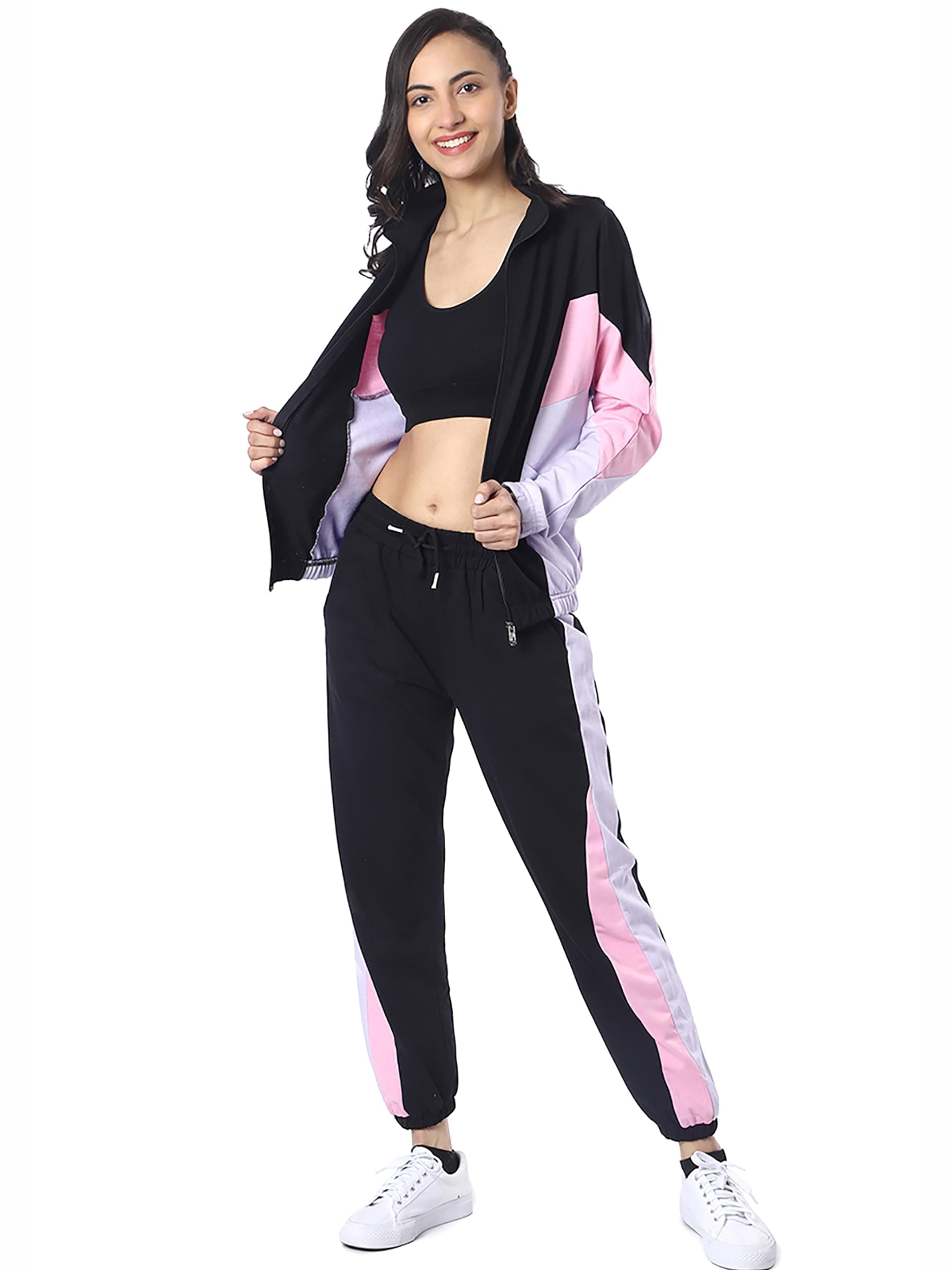 London Hills Sports Zipper Running Summer Track Suit | Gym Wear For Women Set | Track Suit For Women | Yoga | Trekking | Gym Tshirt and Pants | Summer Jacket | Tracksuit