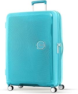 American Tourister Curio Spinner Expandable Large Check-in Luggage Bag 77 Cm Polypropylene Hardsided 8 Wheels Suitcase for Travel (Turquoise)