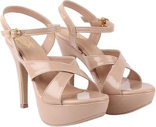 Shoetopia Women's Platform High Heel Sandals – Open Toe Stiletto Heels with Ankle Strap, Patent Party Dress Shoes Casual, Ethnic, Party & Wedding