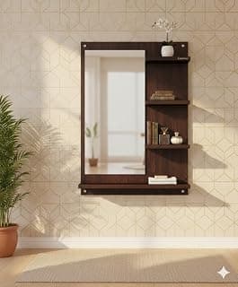 Captiver Blazza Small, Engineered Wood Wall Dressing Table Mirrors (50x11.7x70 cm, WENGE) Bathroom Home Organizer Living Room Washbasin Bedroom Furniture