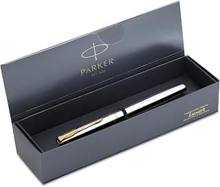 Parker Frontier Stainless Steel Gold Trim Fountain Pen | Corporate Gift | Ideal for Professional Use