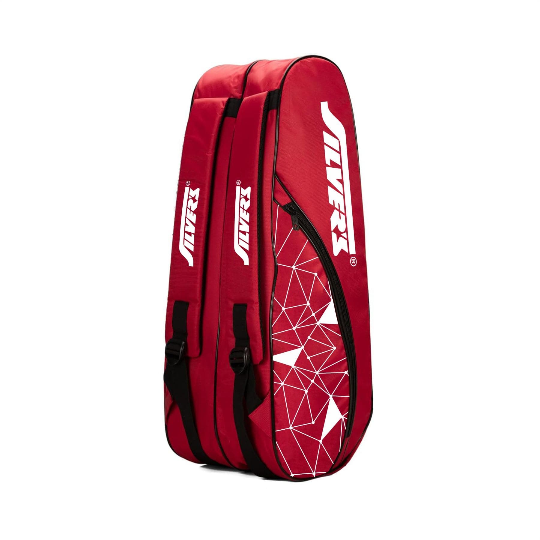 Silver's Phantom Badminton Kit-Bag (Red)|Double Zipper|Bag with Front Zipper Pocket, Polyester