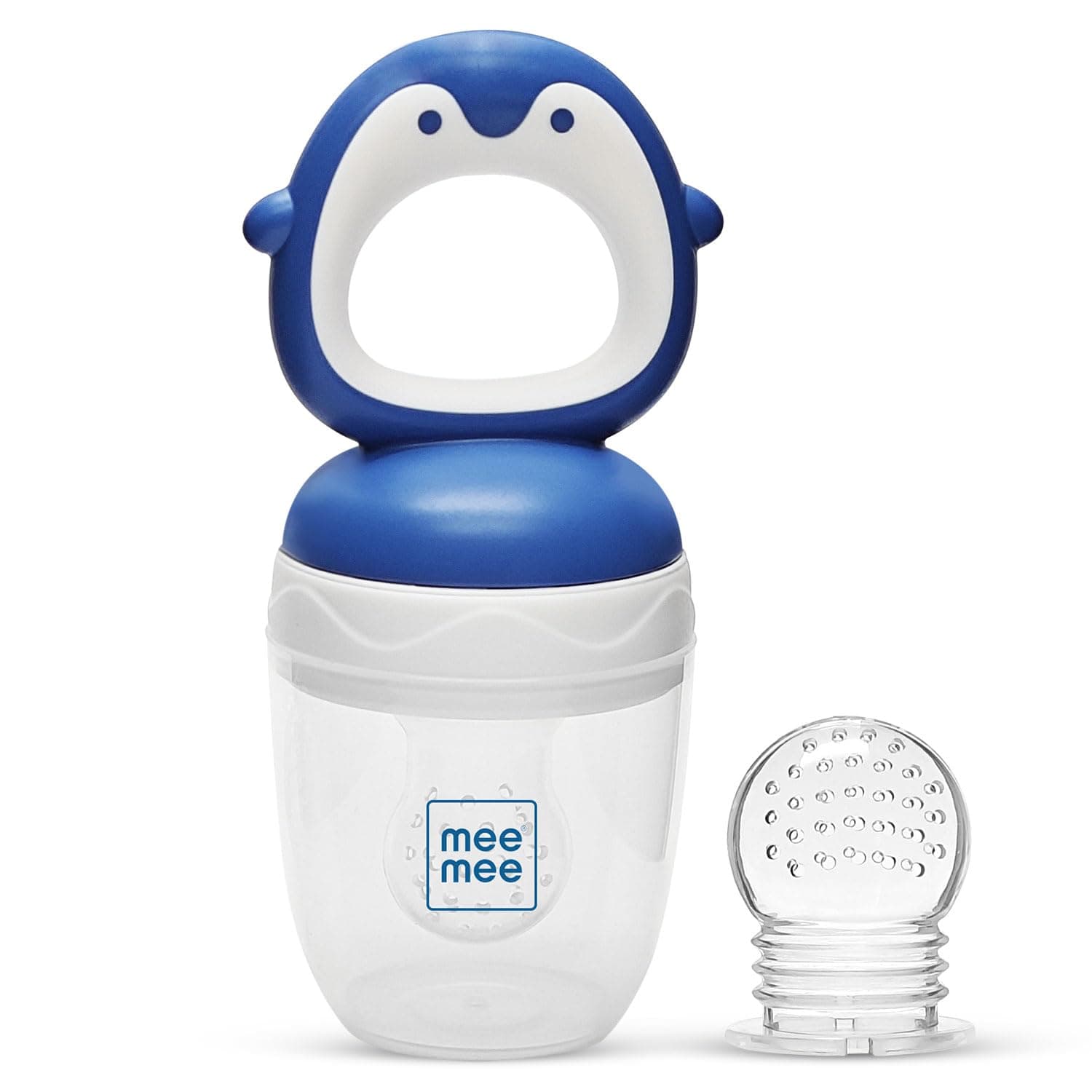 Mee Mee Silicon Food Feeder and Fruit Nibbler for Nutritional Feeding to Baby with Extra Mesh | Handle for Easy Grip | Bpa Free | Soft Pacifier, Feeder, Baby Teether for 3 Months+ (Blue)