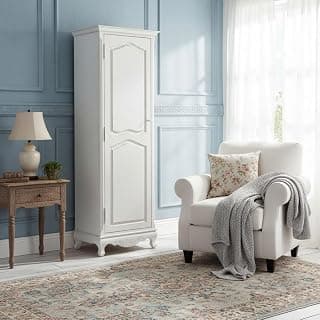 APRODZ Mango Wood Multipurpose Storage 1-Door Libson Wardrobe Almirah for Living Room | White Finish