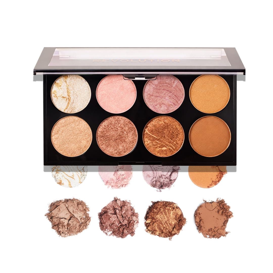 Makeup Revolution London Ultra Blush Palette Golden Sugar 13g Face Makeup Kit, Highly Pigmented Blush, Bronzer & Highlighter, Long Lasting Cheek Palette for Women