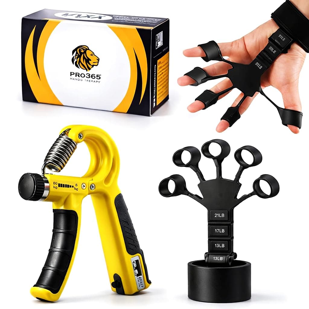 PRO365 Premium Counter Hand Gripper + Finger Exerciser Kit | Grip Strengthener Trainer for Wrist, Forearm & Fingers | ABS Material | Hand Workout Combo | 1 Year Brand Warranty