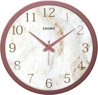 Amazon Brand - Solimo 12-Inch Marble Dial Fascinate Plastic Analog Wall Clock (Silent Movement, Copper Color Frame)