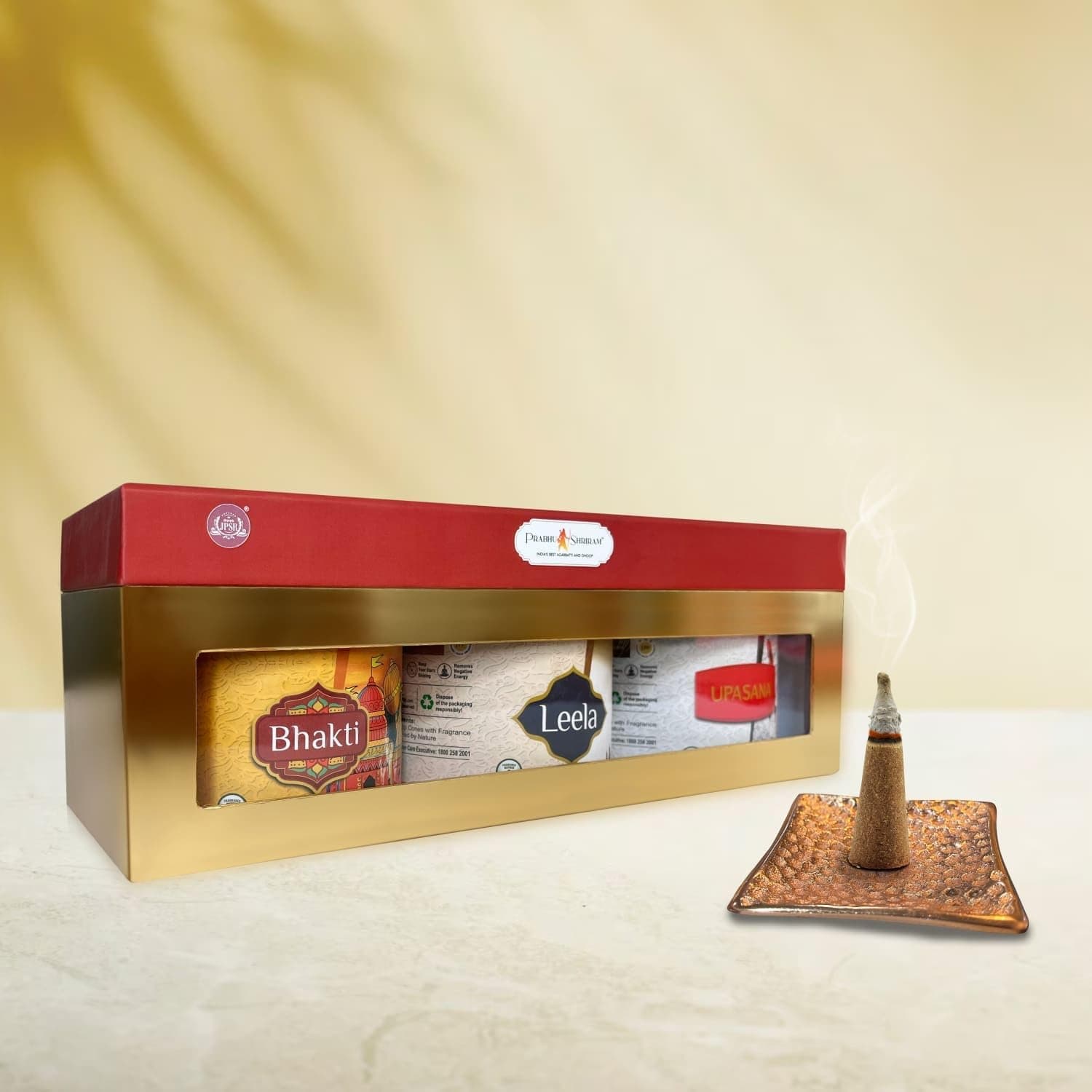 JPSR Prabhu Shriram Premium Dhoop Cone Gift Box | Life & God Collection | Charcoal-Free | Pack of 3 – Ideal for Meditation, Prayer, and Relaxation
