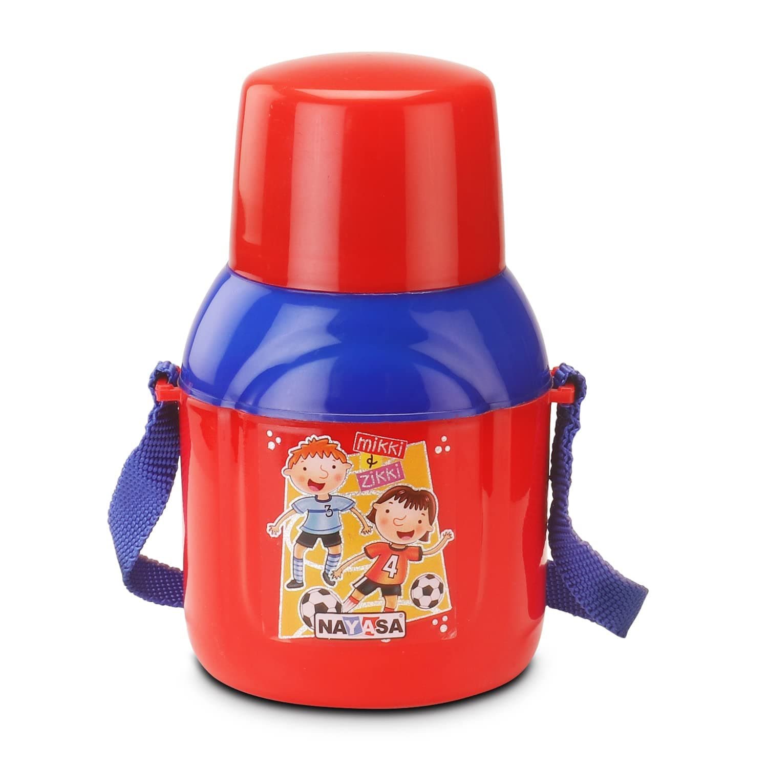 Nayasa Nippy- 350 ML Insulated Water Bottles With Plastic Inner, Kids Sipper Water Bottle with Cup Style Lid, High Grade, Leakproof, BPA Free, Kids Safe Water Bottle, Red