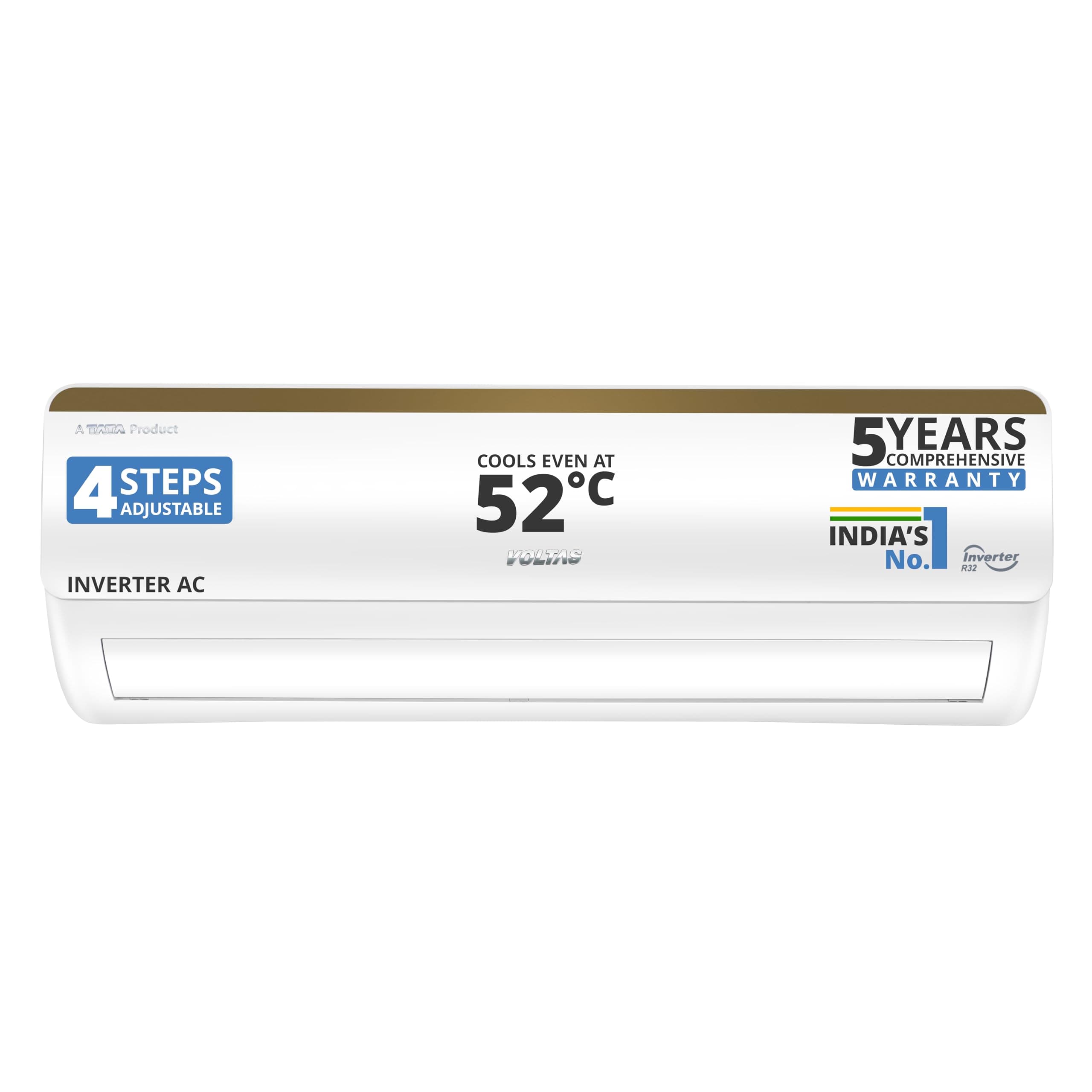 Voltas 185V Vertis Smart Elite Gold 1.5 ton 5 star inverter Split AC|5-IN-1 Adjustable mode|Energy Efficient|Wifi Enabled|High ambient Cooling-cools even at 52°C|Anti dust filter|Copper Coil|White