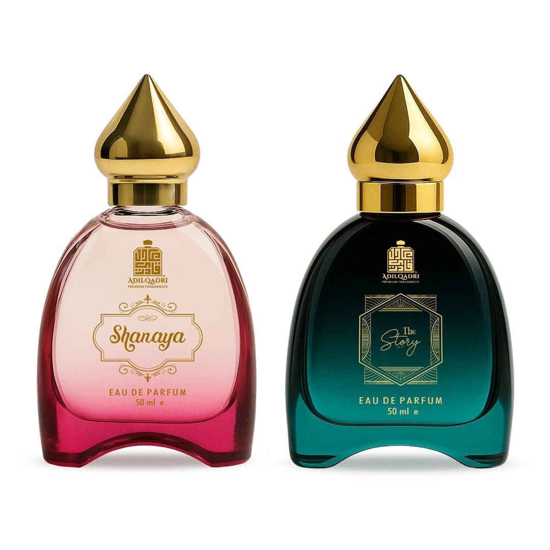 Adilqadri Shanaya & The Story Perfume Combo for Men & Women | Long-Lasting Eau de Parfum | Spicy, Woody & Warm Fragrance | Pack of 2 (50 ml Each)