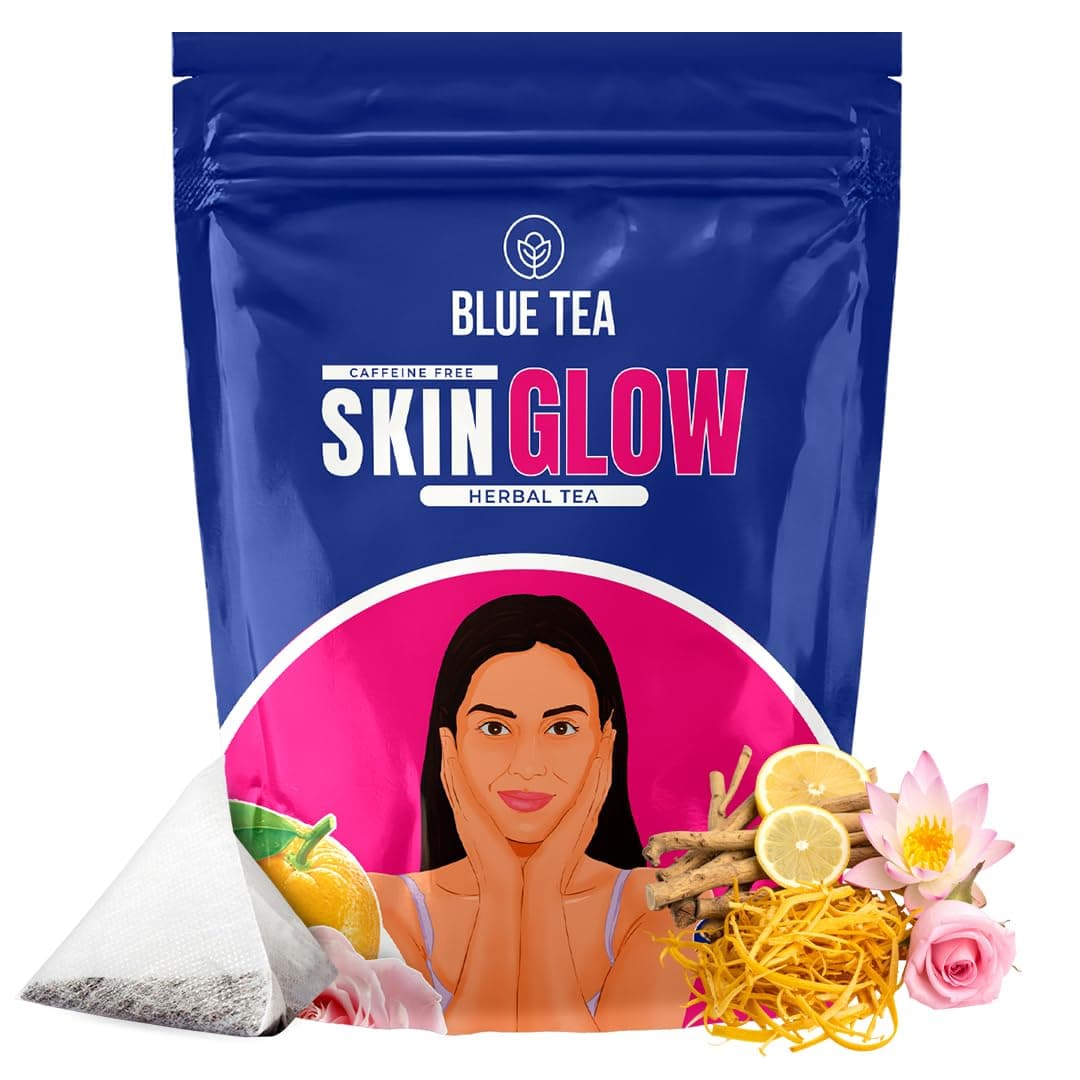 BLUE TEA - Skin Glow Tea - 50 Tea Bags - Plant Based || SKIN NOURISHMENT || Detox Tea - Antioxidants Support - Flower Based - Herbal Tea - Caffeine Free | Zipper pack