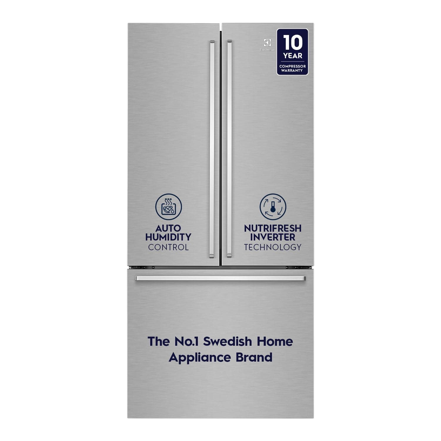 Electrolux 491L Inverter 3 Door Side by Side Frost Free Refrigerator, Bottom Freezer, TasteLockAuto Technology, AutoIce & EvenTemp Function, UltimateTaste 700, EHE5224C-A, Arctic Silver Steel