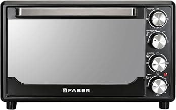 Faber 34L Double Glazed 1600W OTG|Bake, Toast, Roast, Grill|6 Functions, Upper & Lower Heating, Rotisserie, 360° Convection,Crumb Tray, Double Glaze Glass|Bake Plate, Pizza Plate, Silicon Gloves|Black