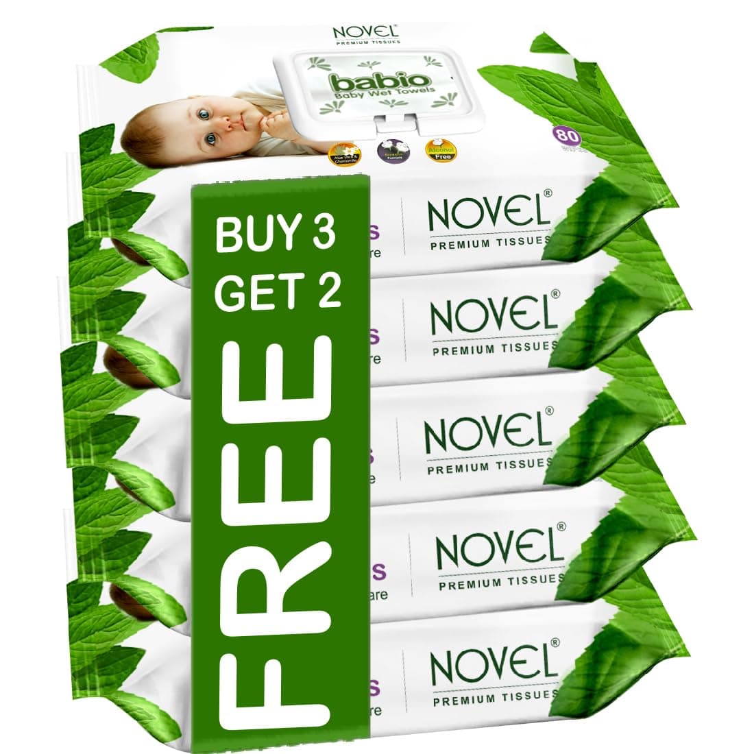 Novel Baby Wet Wipes 80 Wipes (80 count (Pack of 5))