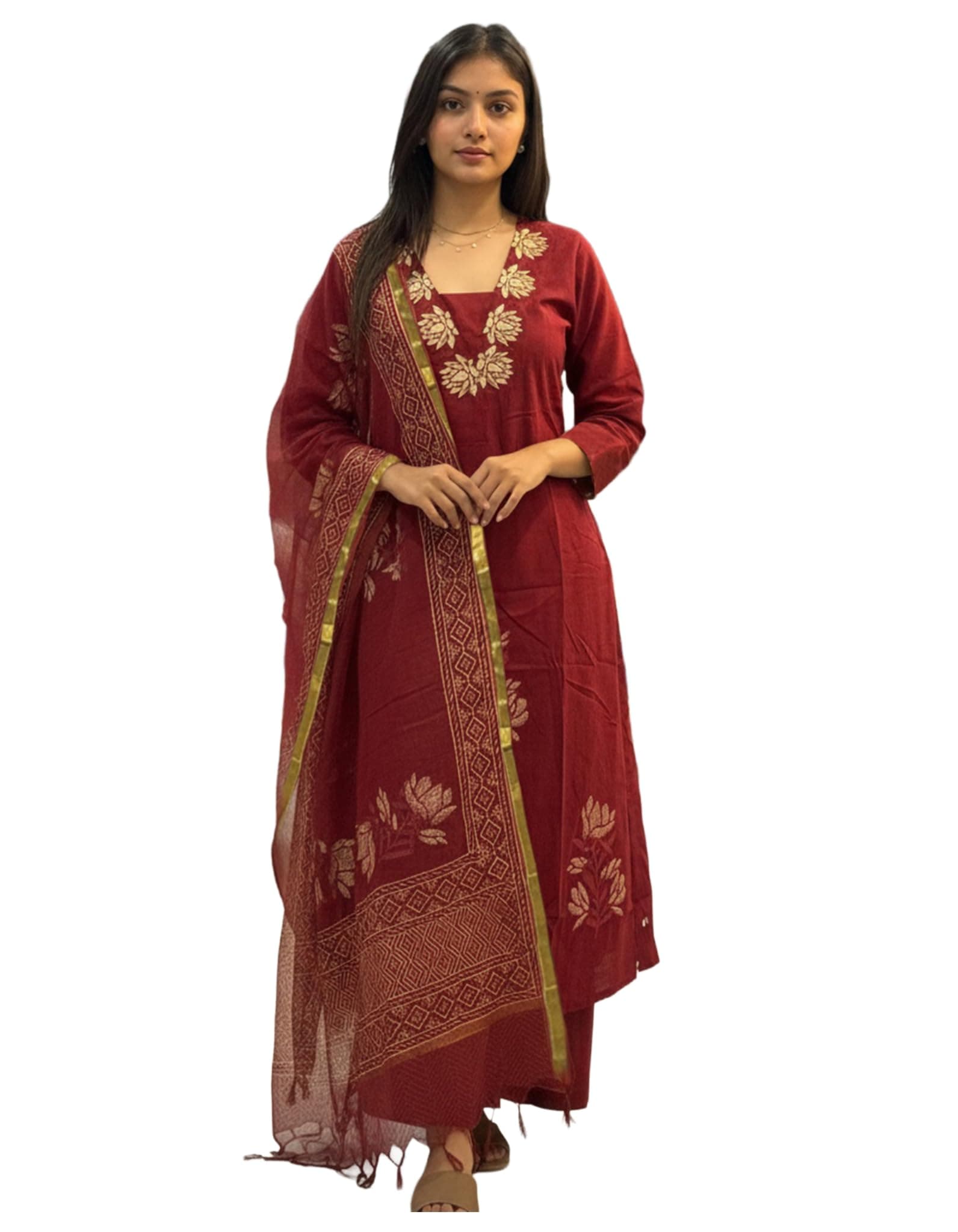 GoSriKi Women’s Rayon Viscose Straight Printed Kurta with Pant & Dupatta | Ethnic Kurta Set for Women | Daily, Office & Festive Traditional
