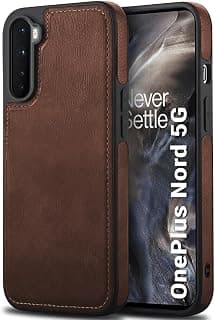 TheGiftKart Genuine Leather Finish Back Cover Case for OnePlus Nord 2020 | Shockproof Design | Raised Edges for Camera & Screen Protection | Stunning Minimalist Cover for OnePlus Nord (2020) (Brown)