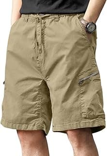 Leriya Fashion Men’s Cotton Cargo Shorts with Elastic Drawstring Waist | Multiple Utility Pockets & Zipper Side Pocket | Summer Shorts for Daily Outfits, Hiking, Trekking & Street Style