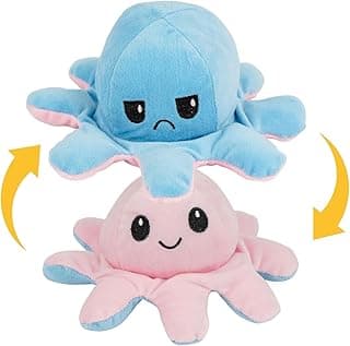 EITHEO Side Changing Octopus Mini Plush - Stuffed Animal Toy | Show Your Mood Without Saying a Word (Blue Pink)
