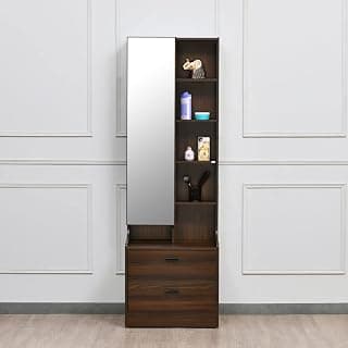 Nilkamal Serra Engineered Wood Dressing Table with Storage (Matte Finish - Color - Walnut)
