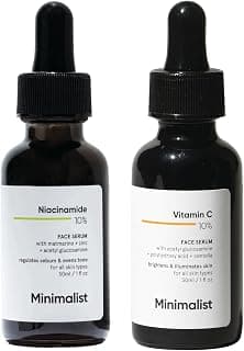 Minimalist Niacinamide 10% + Vitamin C 10% Face Serum Bundle | Acne Marks, Dark Spots, Oil Control & Brightening | For Oily & Acne Prone Skin | 30ml + 30ml