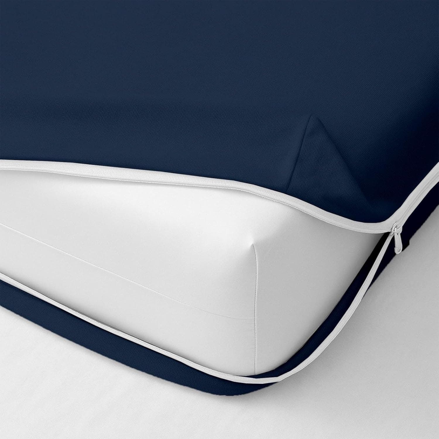 Waterproof Mattress Protector with Zipper Chain, Queen Size (78x60 Inches) 6 Inch Drop Navy Blue, Zippered Mattress Encasement, Bed Cover, Six-Sided Waterproof with Zip (Queen_78x60_6, Navy Blue)