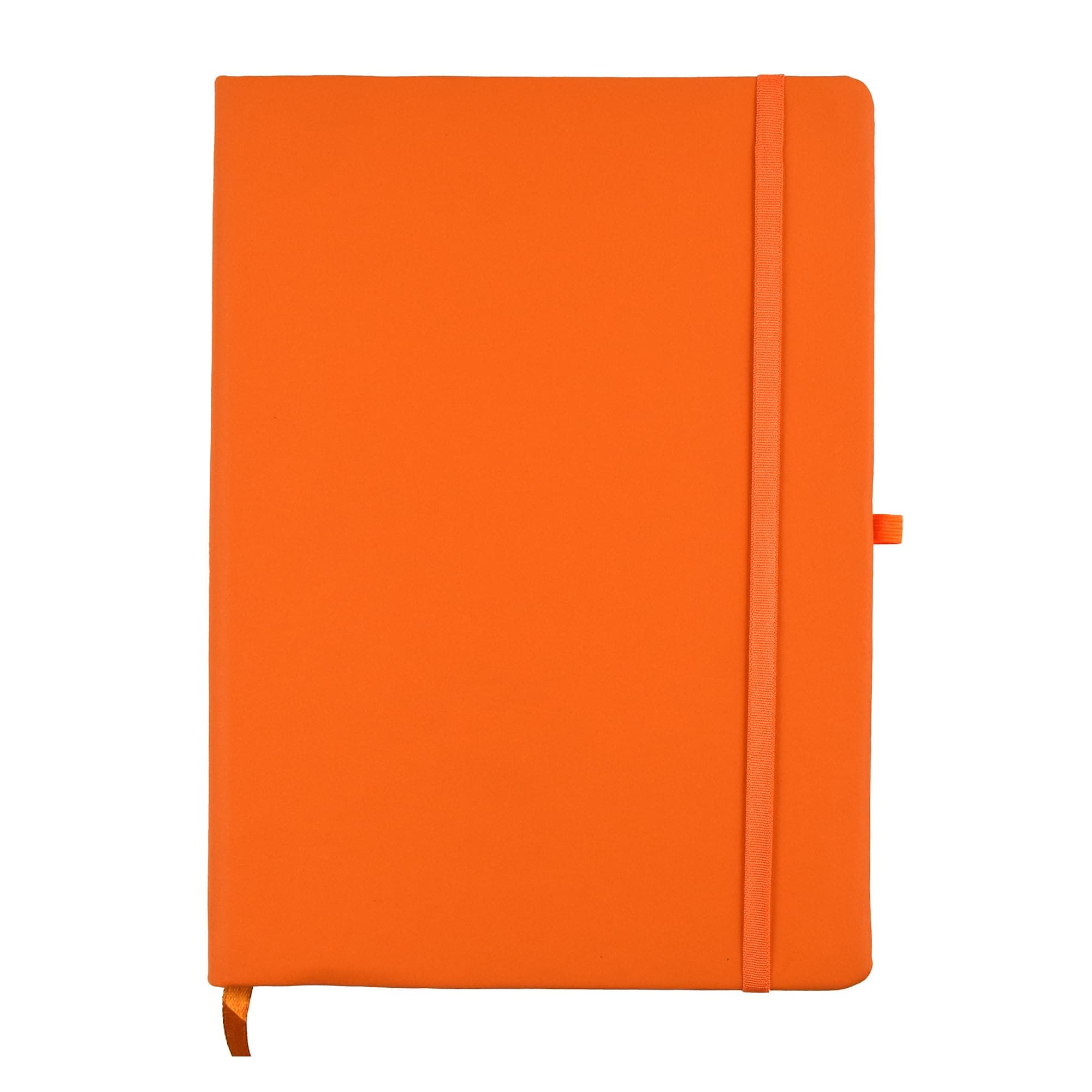 Cubic Premium A5 Hardbound Diary | PU Leather | Bright Orange Color | Elastic Closure | Built-in Ribbon Bookmark | Pen Holder | Ideal for Office, School & Personal Use