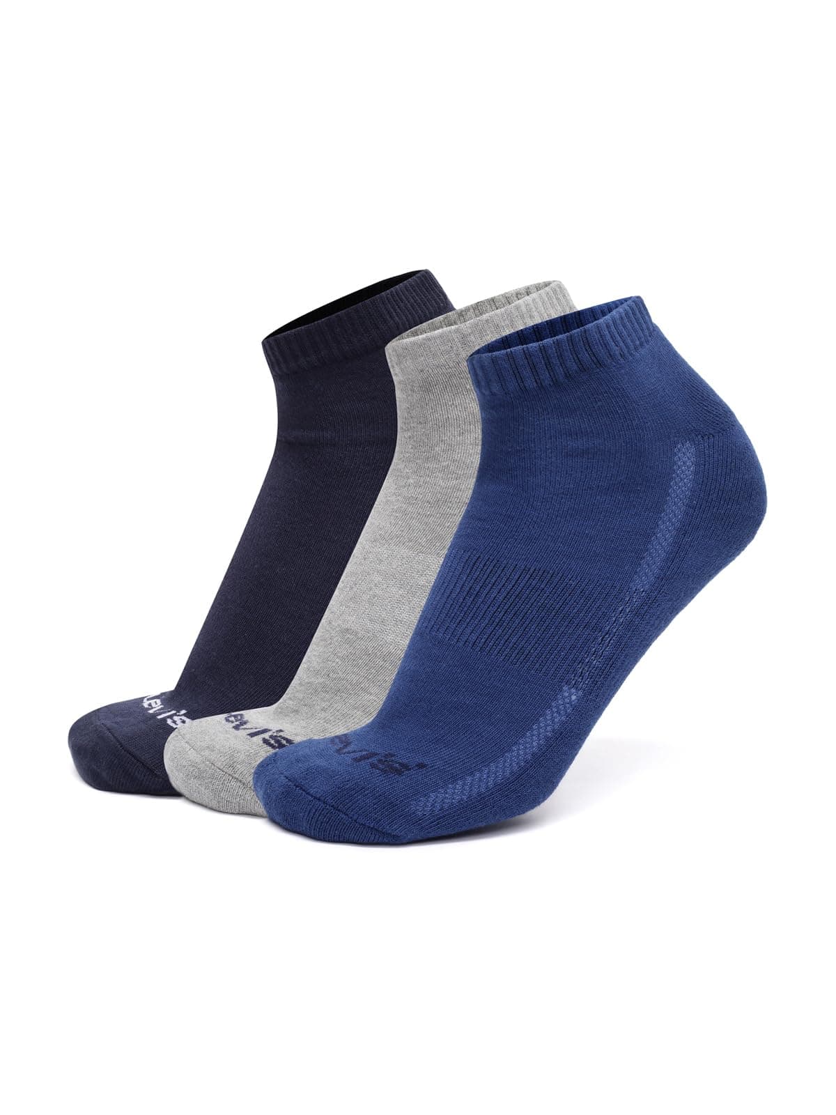 Levi's LS301 Men's Compact Cotton Stretch Ankle Low Cut Half Terry Socks with Cushioned Sole (Pack of 3)