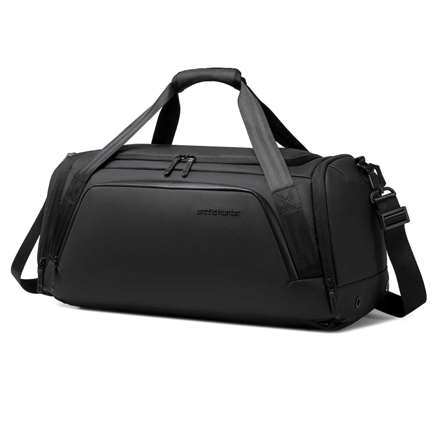 Arctic Hunter Convertible 3-in-1 Duffle Bag (Hand/Sling/Backpack) 38L Smart Multi-Compartment Travel & Gym Bag with Separate Shoe Compartment 13" Laptop Sleeve for Men & Women (Black)
