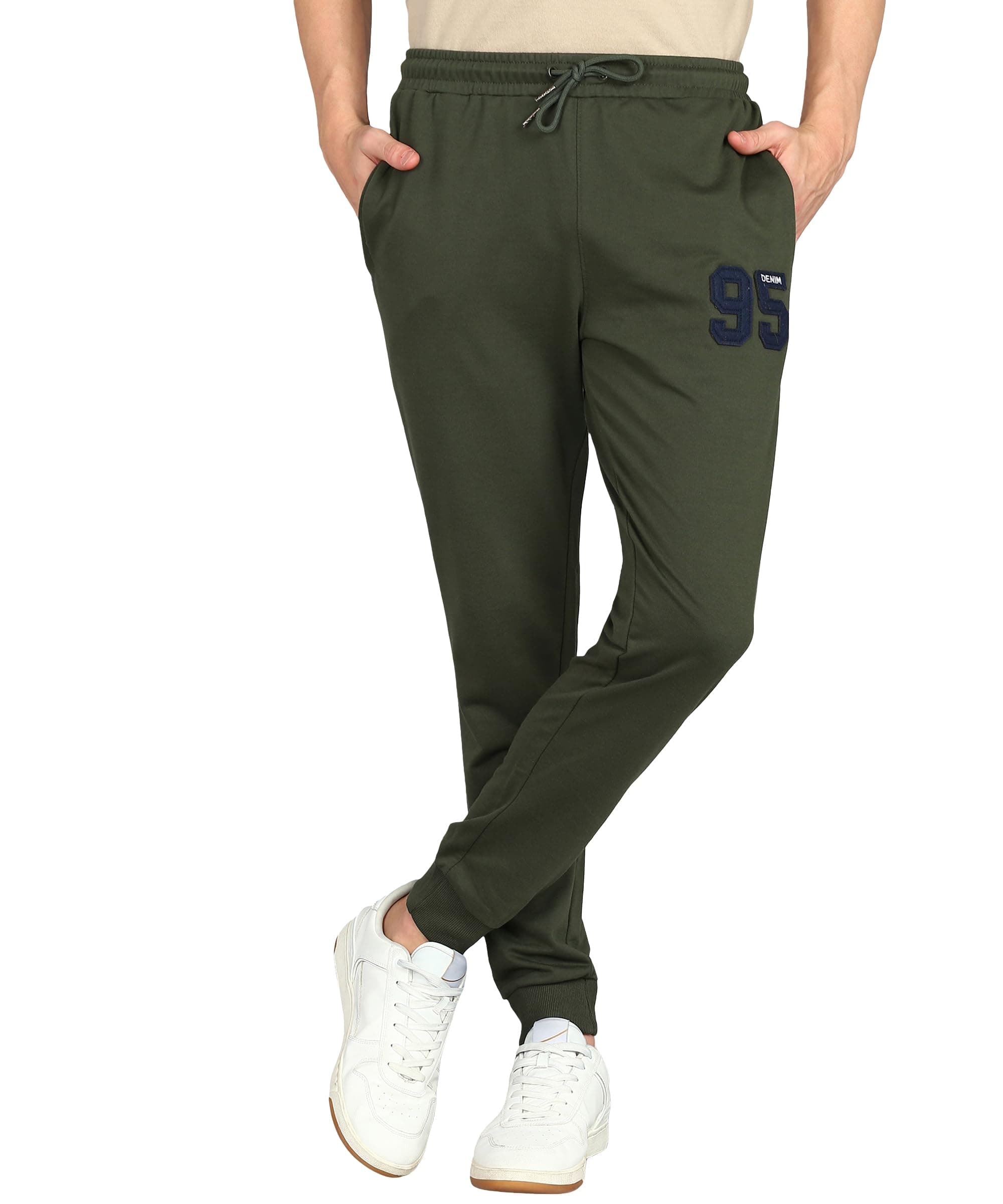 Alan Jones Clothing Men Mid Rise Cotton Blend Joggers Track Pants | French Terry | Zipper Pocket | Casual, Gym & Lounge Wear