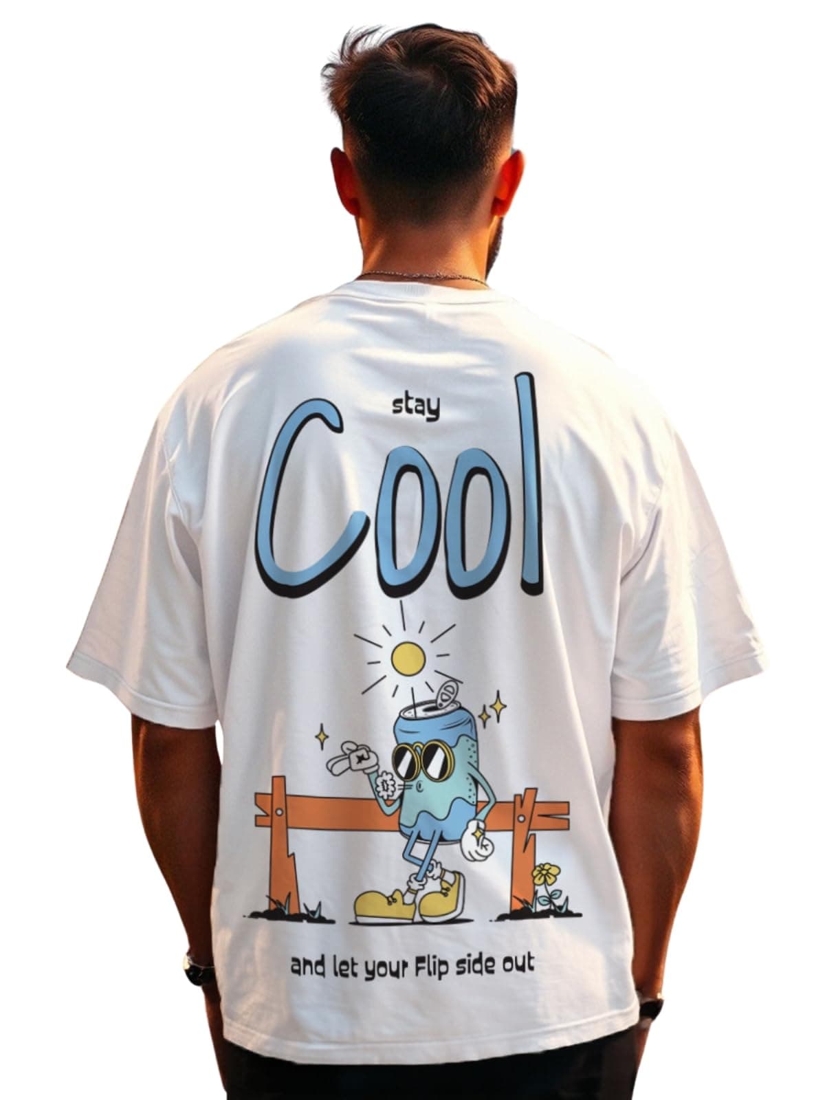 Veirdo Men's Cotton Oversized Fit® Oversized Baggy Fit Drop Shoulder Cool and Stylish Latest Graphic Printed Design Half Sleeve T-Shirt (Available Sizes: S to 2XL)