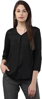 Tokyo Talkies Women's Elegant Embroidered V-Neck Shirt | Long Sleeves for A Chic Look Casual | Tops for Woman | Women Tops | Stylish Top