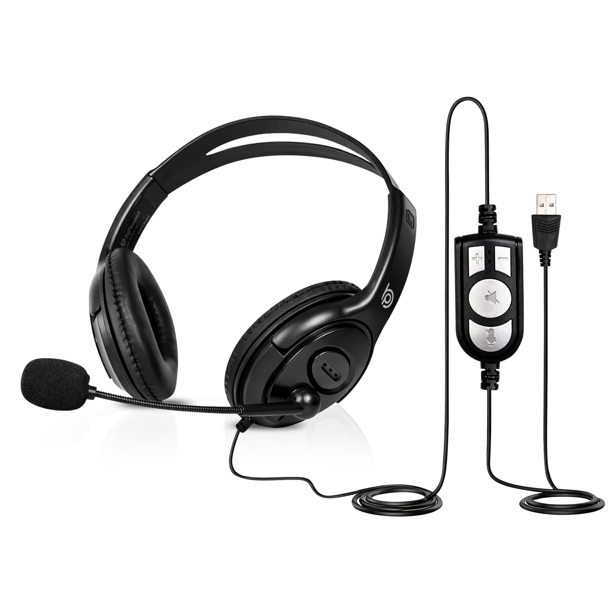 BigPassport Wired USB Headset with Noise Cancelling Microphone | HD Audio & All-Day Comfort for Online Meetings & Office Calls | USB Headphones for PC & Laptop | Model: Pro-Tech 493 (Black)