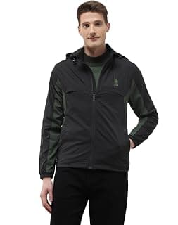 U.S. Polo Assn. Denim Co. men's packable detachable hood colour blocked jacket