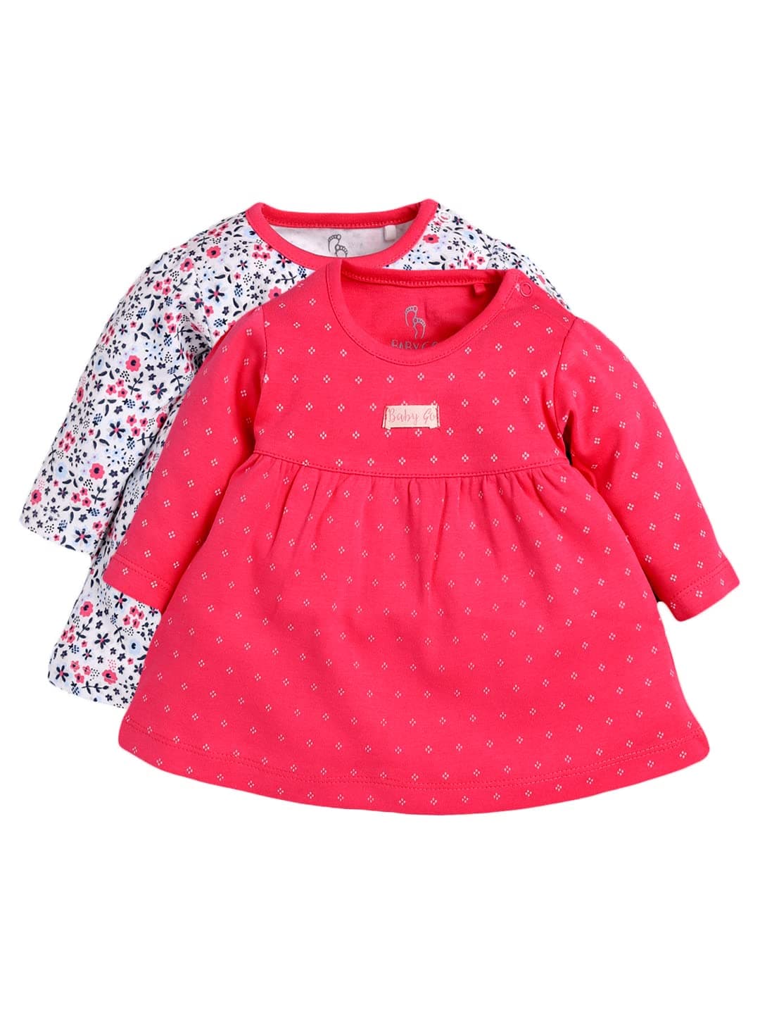 BABY GO Full Sleeve Regular Round Neck A Line Frocks for Baby Girls (Pack of 2)