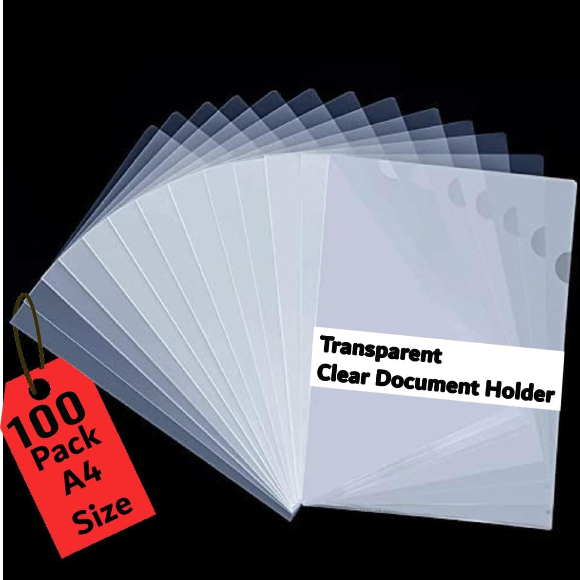 FUTURE X Pack of 100 L-Type Transparent A4 Size Document Sleeve Project Document Holder Plastic Folder for Document Paper Certificate - 100 Pieces for Multipurpose Use